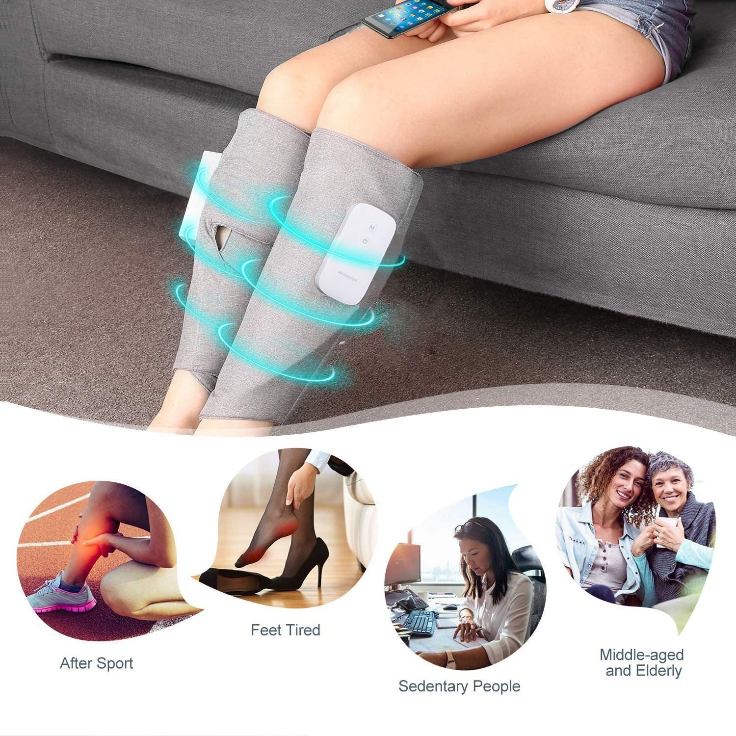 Heated leg massager for people on their feet all day